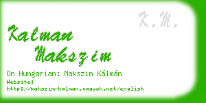 kalman makszim business card