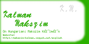 kalman makszim business card